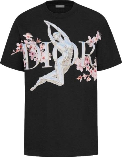 dior and sorayama print t shirt|Dior sorayama cherry blossom shirt.